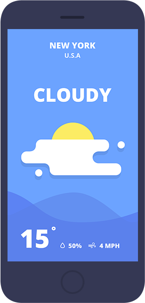 phone image with the ap open showing cloudy weather conditions