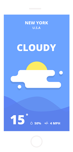 picture of a phone with the weather app open on it